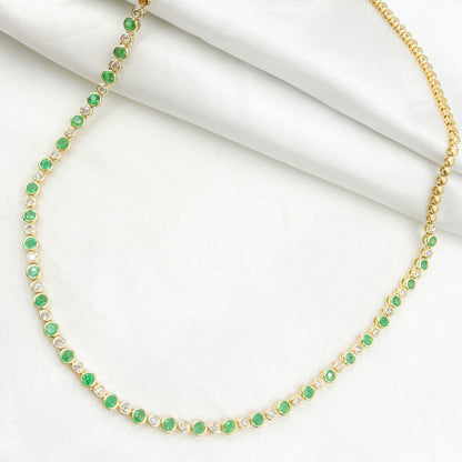 NFM70972EM. 14K Solid Gold Emerald and Diamond Necklace