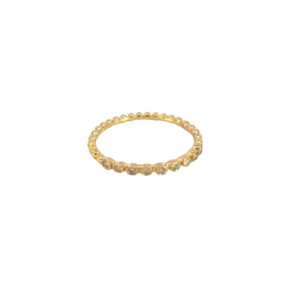 14k Solid Gold Diamond Bead Ring.