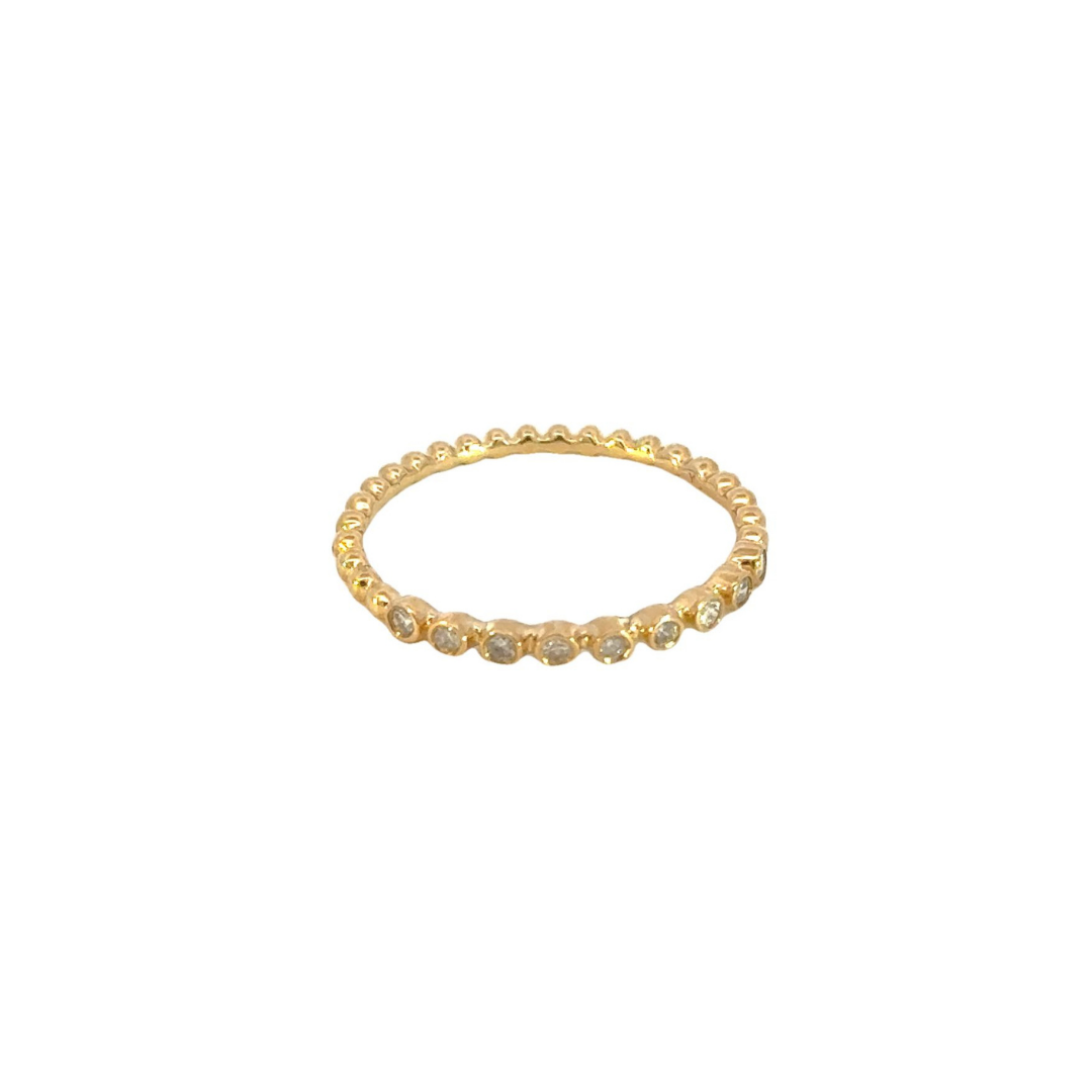 14k Solid Gold Diamond Bead Ring. ZGG701