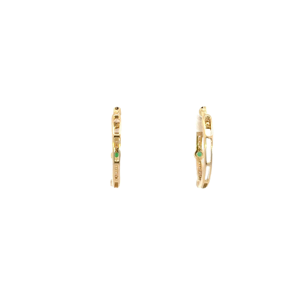 14k Solid Gold Diamond and Emerald Hoops.  EHC56665EM