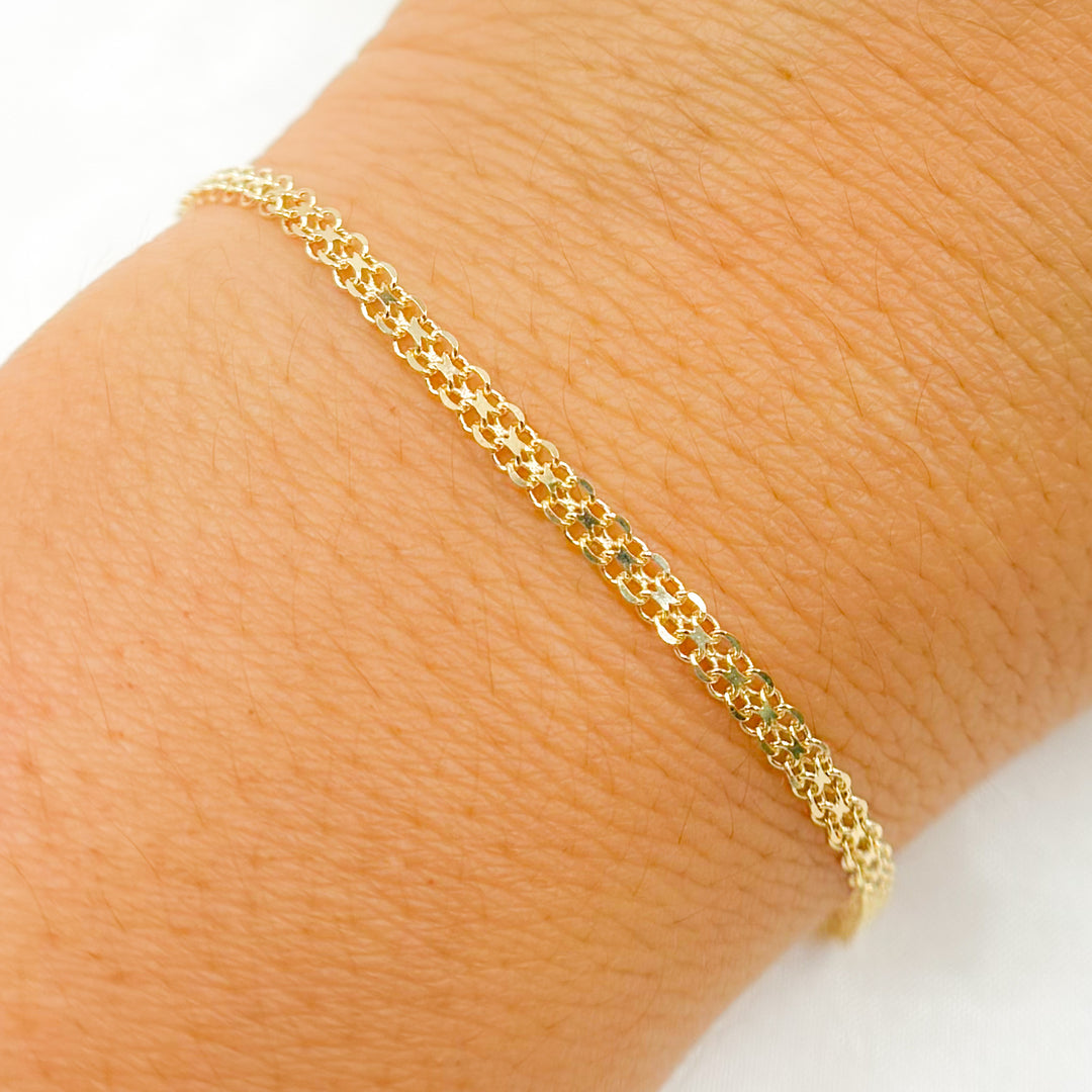 035R03AC2T2 Bracelet. 14K Solid Gold Bismark Link Bracelet