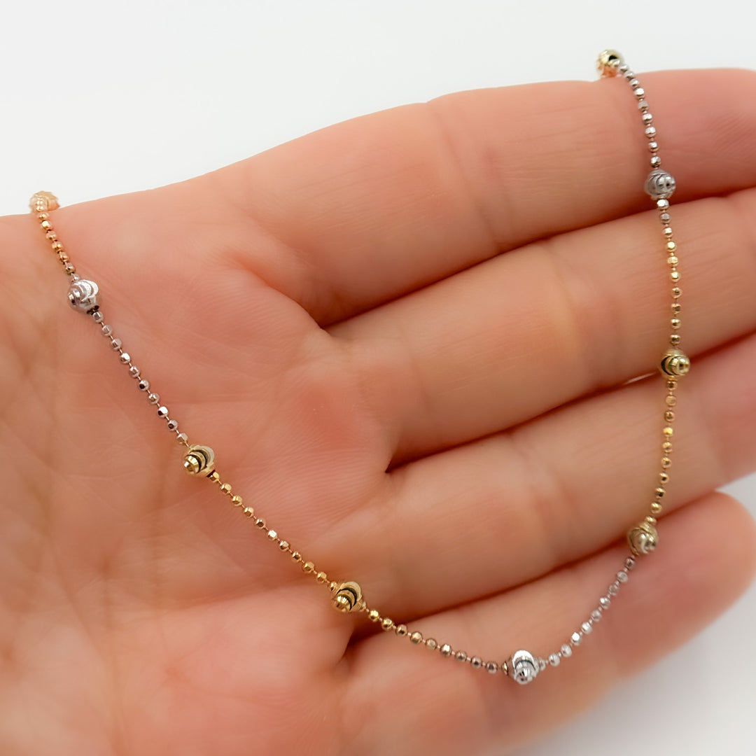 Sterling Silver Tri-Tone Necklace Satellites