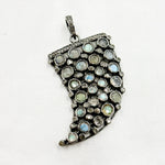Load image into Gallery viewer, DSP042. Diamond Silver Gemstone Horn Pendant
