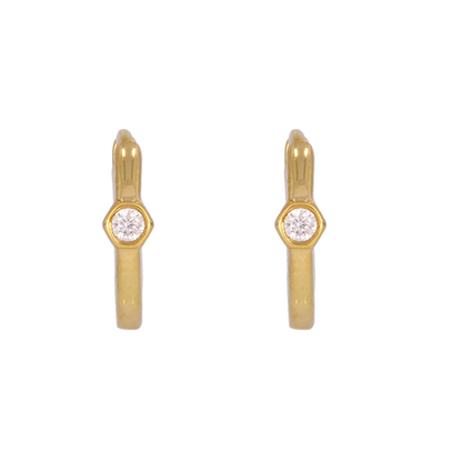 Buy 14K Solid Gold Diamond Huggies Earrings