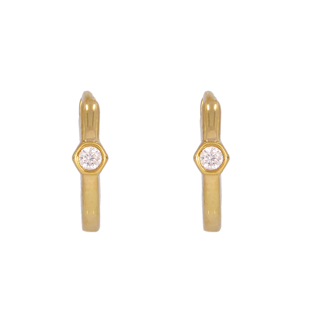 Buy 14K Solid Gold Diamond Huggies Earrings