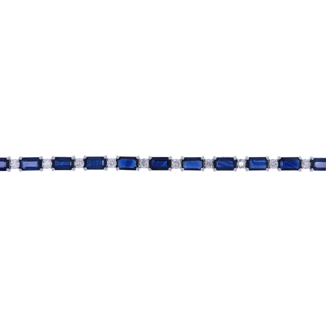 CB97271BS5X3. 14K Solid White Gold Diamond and Blue Sapphire Bracelet