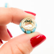 CMG00241TQ. 14K Solid Gold Diamond and Turquoise Slider Charm