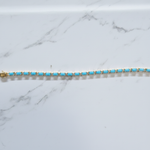 Load image into Gallery viewer, CB972771TQ5X3. 18K Sold Gold Diamond &amp; Turquoise Bracelet