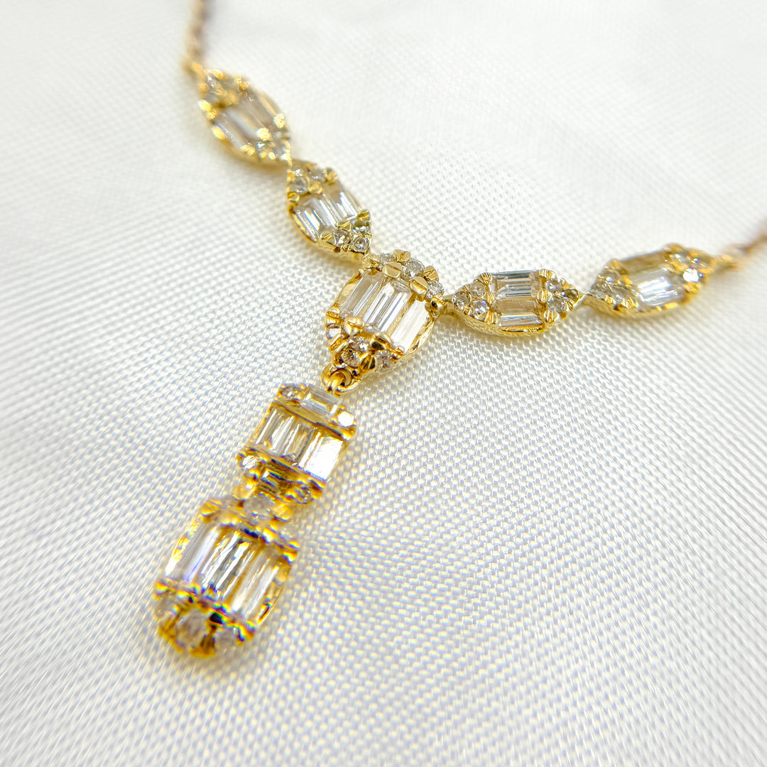 14K Solid Gold Diamond Necklace. NFH70374