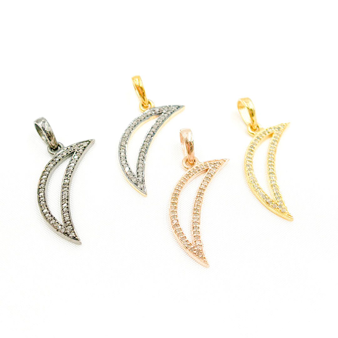 DC122. Diamond Sterling Silver Moon Pendant
