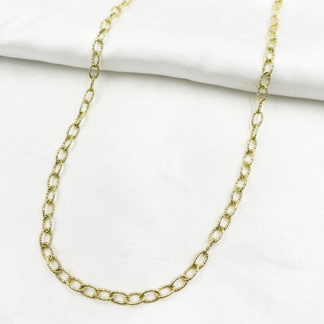 Gold Plated 925 Sterling Silver Textured Cable Necklace. 80GP