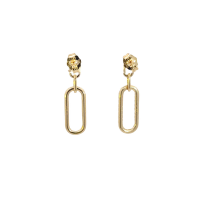 EFG52674. 14k Solid Gold Diamond Paperclip Dangle Earrings