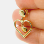 Load image into Gallery viewer, 14K Gold Dangle Earring with Two Hearts. GER115
