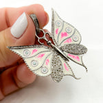 Load image into Gallery viewer, DP386A. Diamond Sterling Silver Butterfly Enamel Pendant
