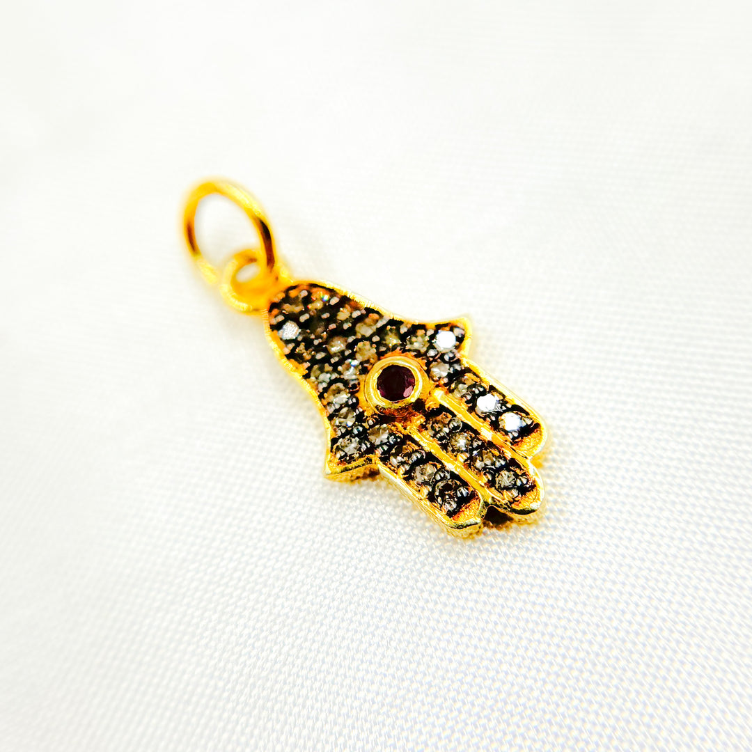 DC523. Diamond & Sterling Silver Hamsa Charm