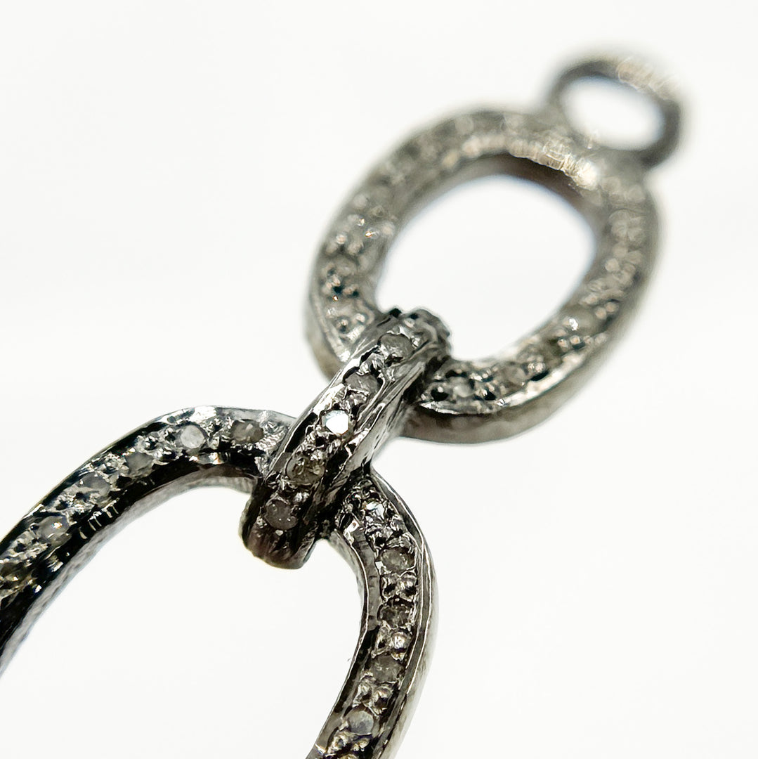 DC971. Diamond Sterling Silver Oval Link Connector