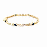 Load image into Gallery viewer, BR402701. 14K Gold Natural Blue Sapphire &amp; Diamond Bracelet