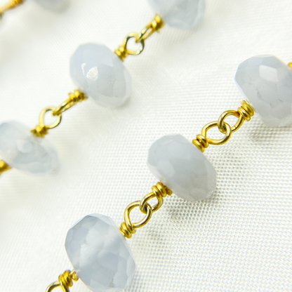 Natural Chalcedony Gold Plated Wire Chain. PCL15