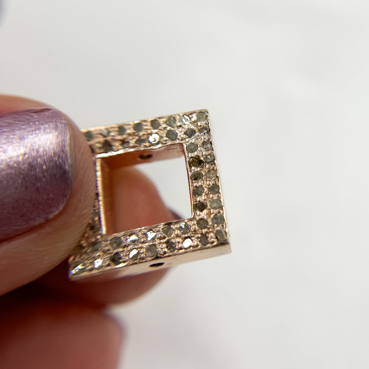 DC841. Diamond Sterling Silver Square Connector