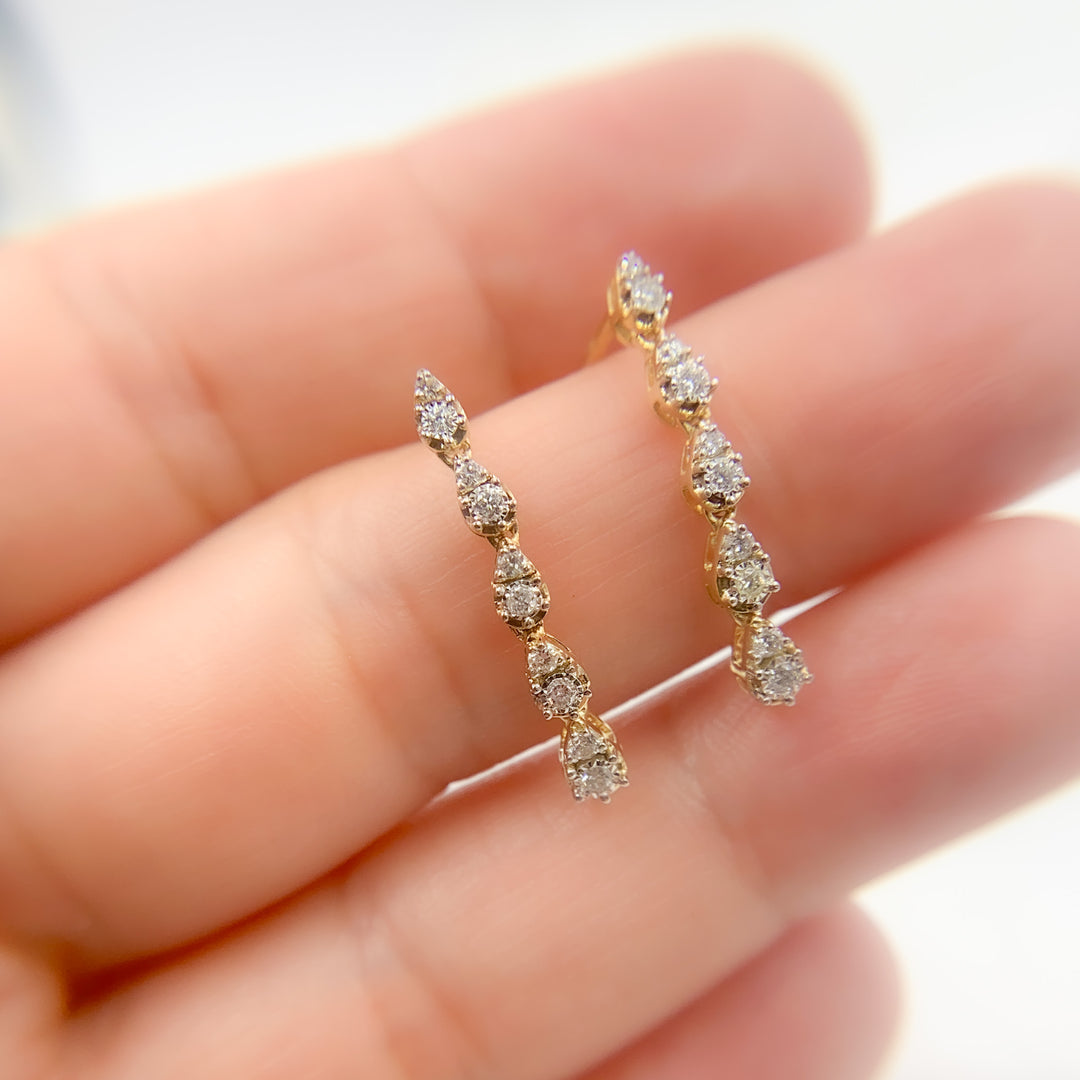 14K Solid Gold and Diamonds Dangle Earrings. ER417507