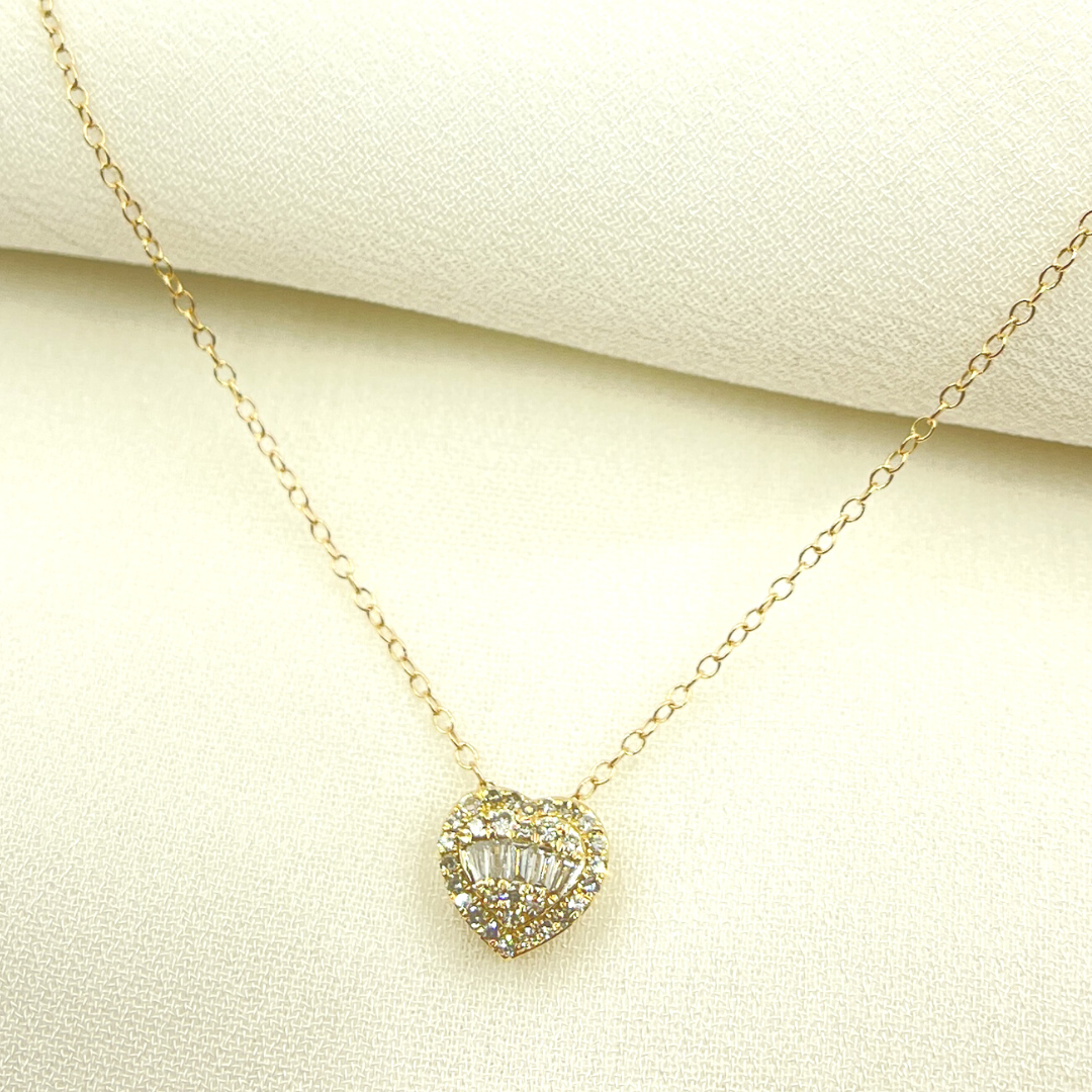 14k Solid Yellow Gold Cable Link Marquise Necklace with Diamonds. PHE38701