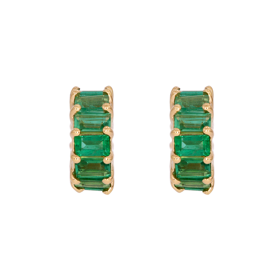 CMZ00139. 14K Solid Gold Baguette Shape Natural Gemstone Slider
