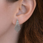 Load image into Gallery viewer, EFP54086. 14K Solid White Gold  Mesh Earrings with Diamonds