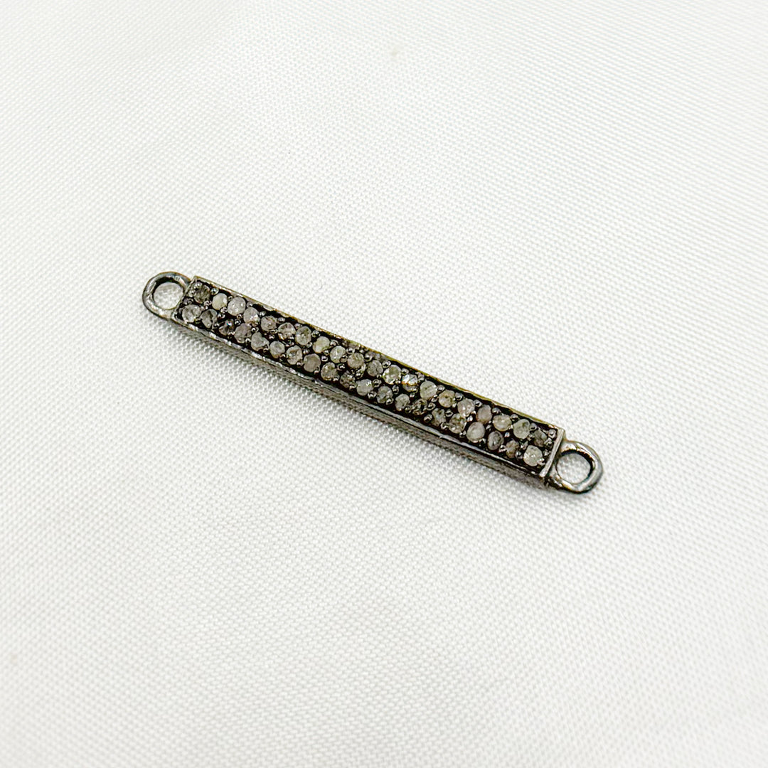 DC5. Diamond Black Rhodium Sterling Silver Bar Connector