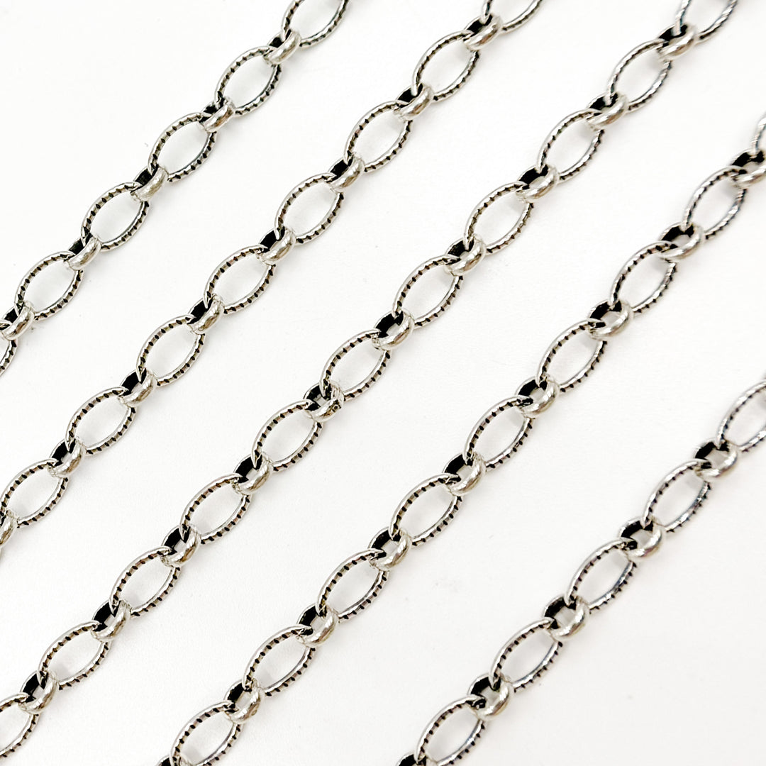 944LOX. Oxidized Sterling Silver Oval and Round Links Chain