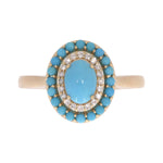 Load image into Gallery viewer, CR96844TQ7X518K. 18K Solid Gold Diamond and Turquoise Ring