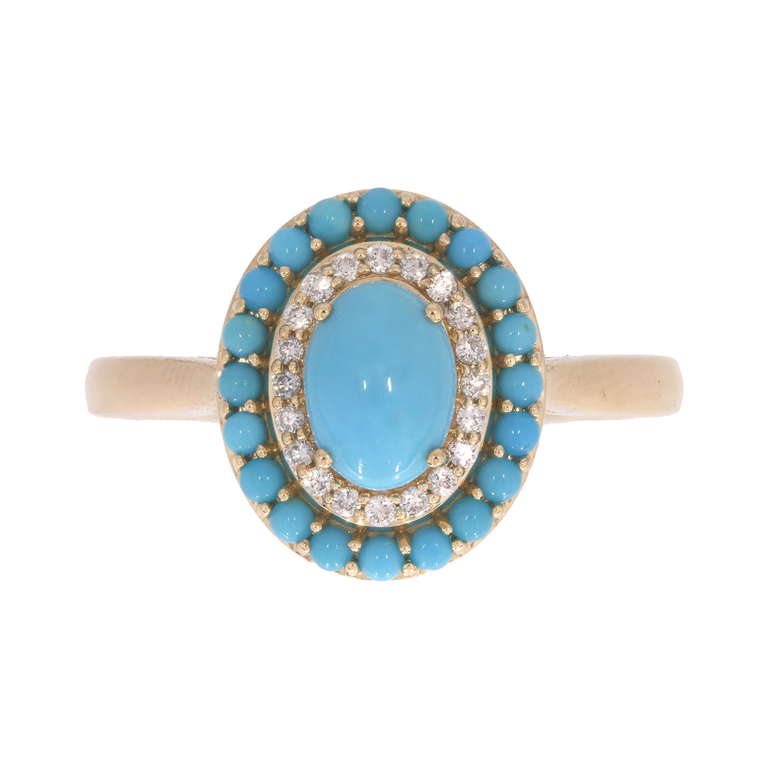 CR96844TQ7X518K. 18K Solid Gold Diamond and Turquoise Ring