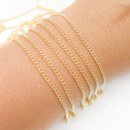 14K Solid Gold Smooth Curb Chain