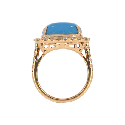 CR97357TQ14X10. 18K Solid Gold Diamond and Turquoise Ring
