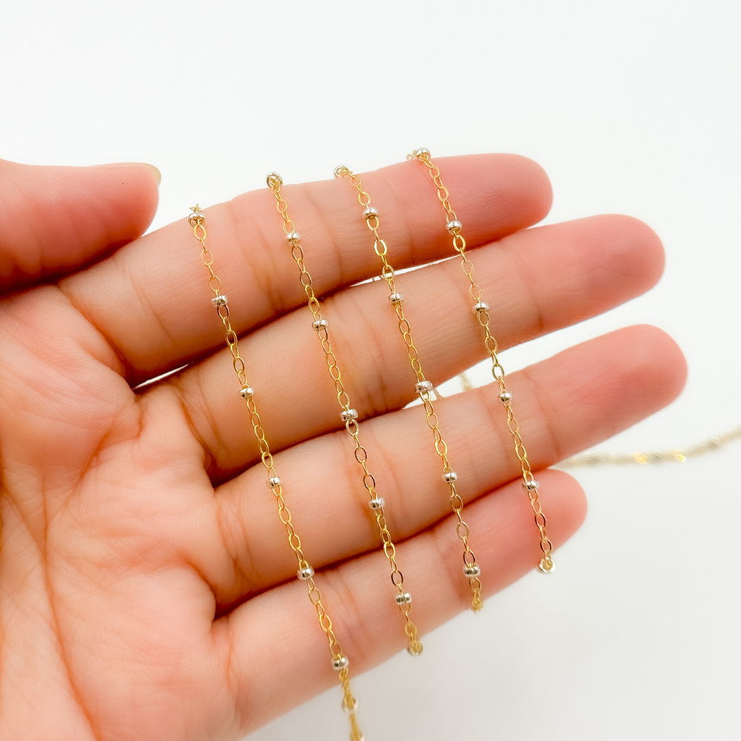 1486TT. Gold Filled with Sterling Silver Bead Satellite Chain