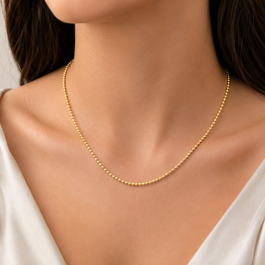 150CP. 14k Solid Yellow Gold Bead Chain