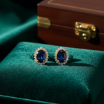 Load image into Gallery viewer, ER113641. 14k Solid Gold Diamond and Gemstone Oval Stud Earrings