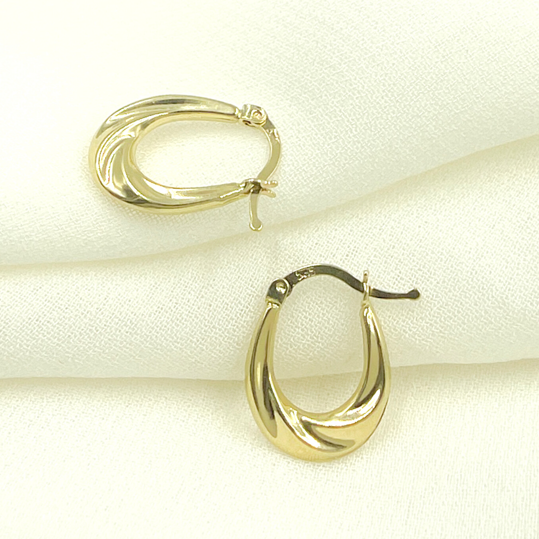 GER130. 14K Solid Gold Twisted Hoop