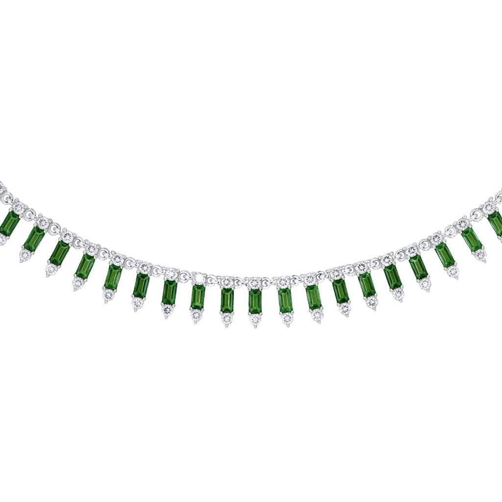 NFL70815EM. 14K Solid Gold Diamond and Gemstone Dangle Necklace