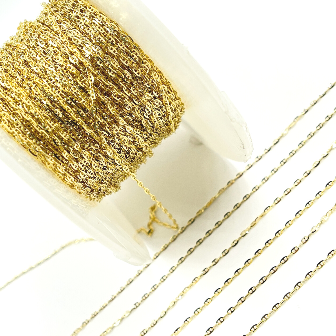 14K Gold Flat Marina Link Chain