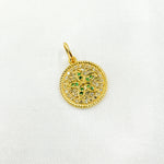 Load image into Gallery viewer, 14K Solid Gold Diamond and Gemstone Flower Circle Charm. GDP364
