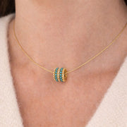 CME00244TQ. 14K Solid Gold Diamond and  Turquoise Charm