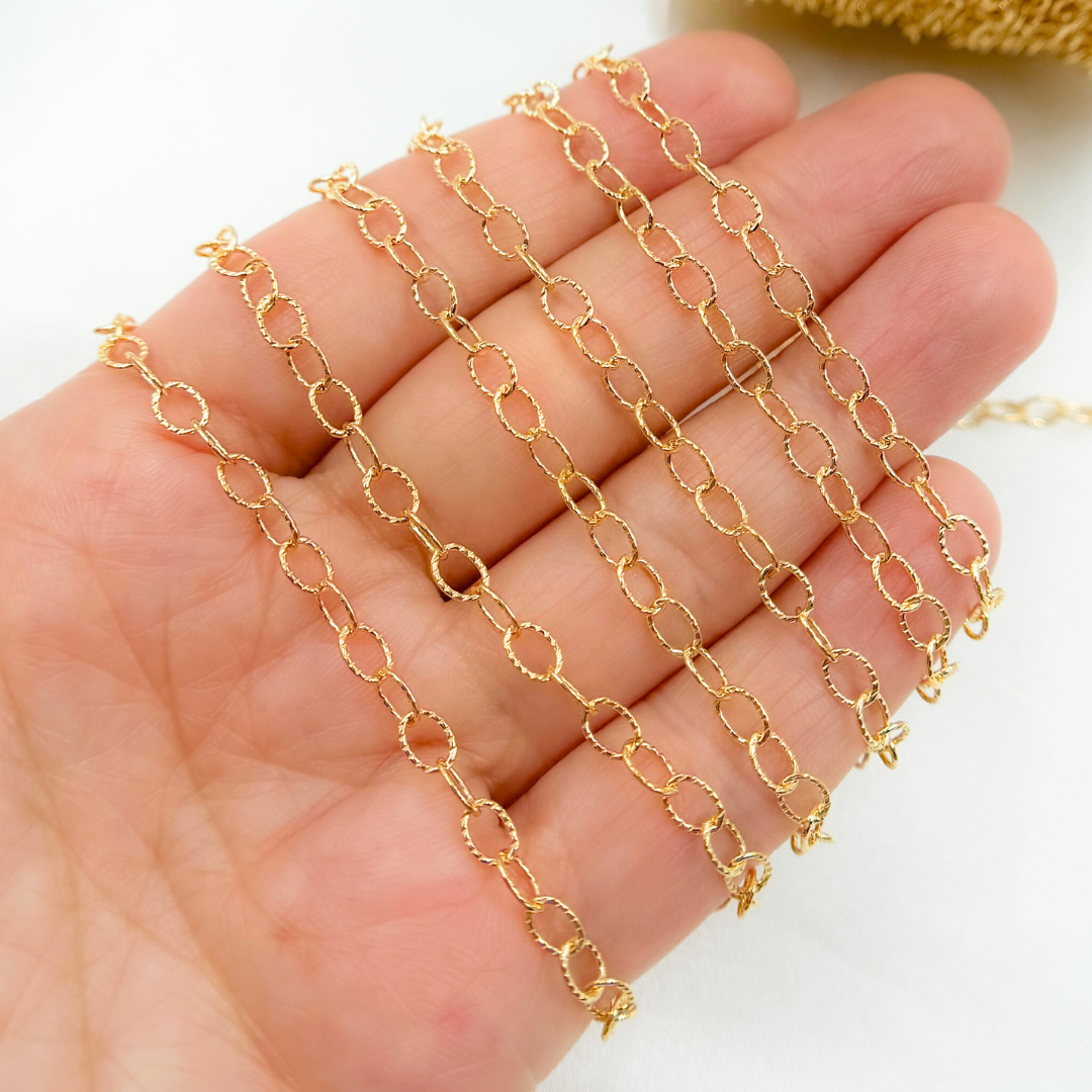 14k Gold Filled Hammered Cable Chain