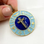 Load image into Gallery viewer, DP529A. Diamond Sterling Silver Round Cross Enamel Pendant
