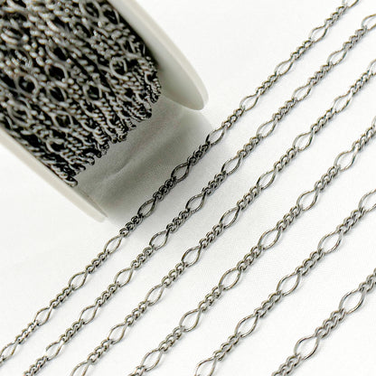 Black Rhodium Sterling Silver Long and Short Link Chains