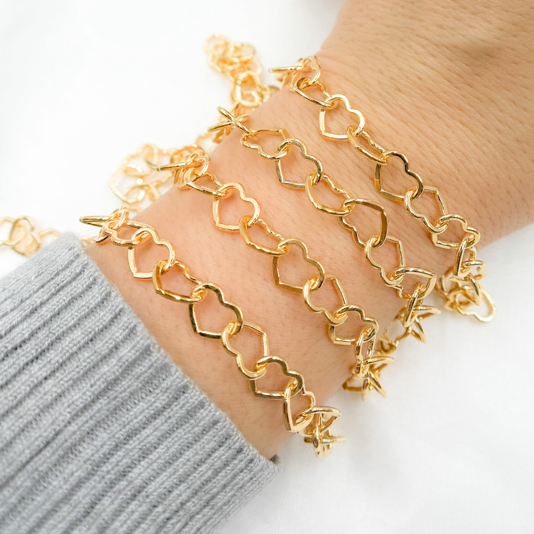 Gold Filled Flat Heart Link Chain