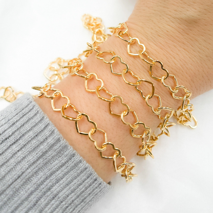 Gold Filled Flat Heart Link Chain