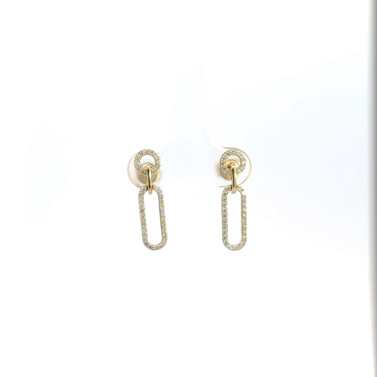ER416416Y. 14k Solid Gold Diamond Dangle Ovals Earrings