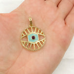 Load image into Gallery viewer, DP850A. Diamond Sterling Silver Round Eye Enamel Pendant with Gemstone
