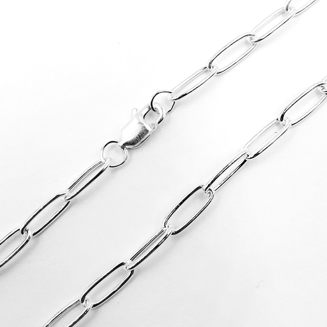 925 Sterling Silver Round Paperclip Necklace. 2903SSNecklace