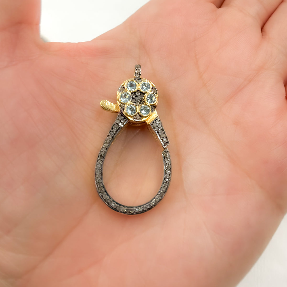 Sterling Silver Drop Shape Trigger Clasp with Gemstone